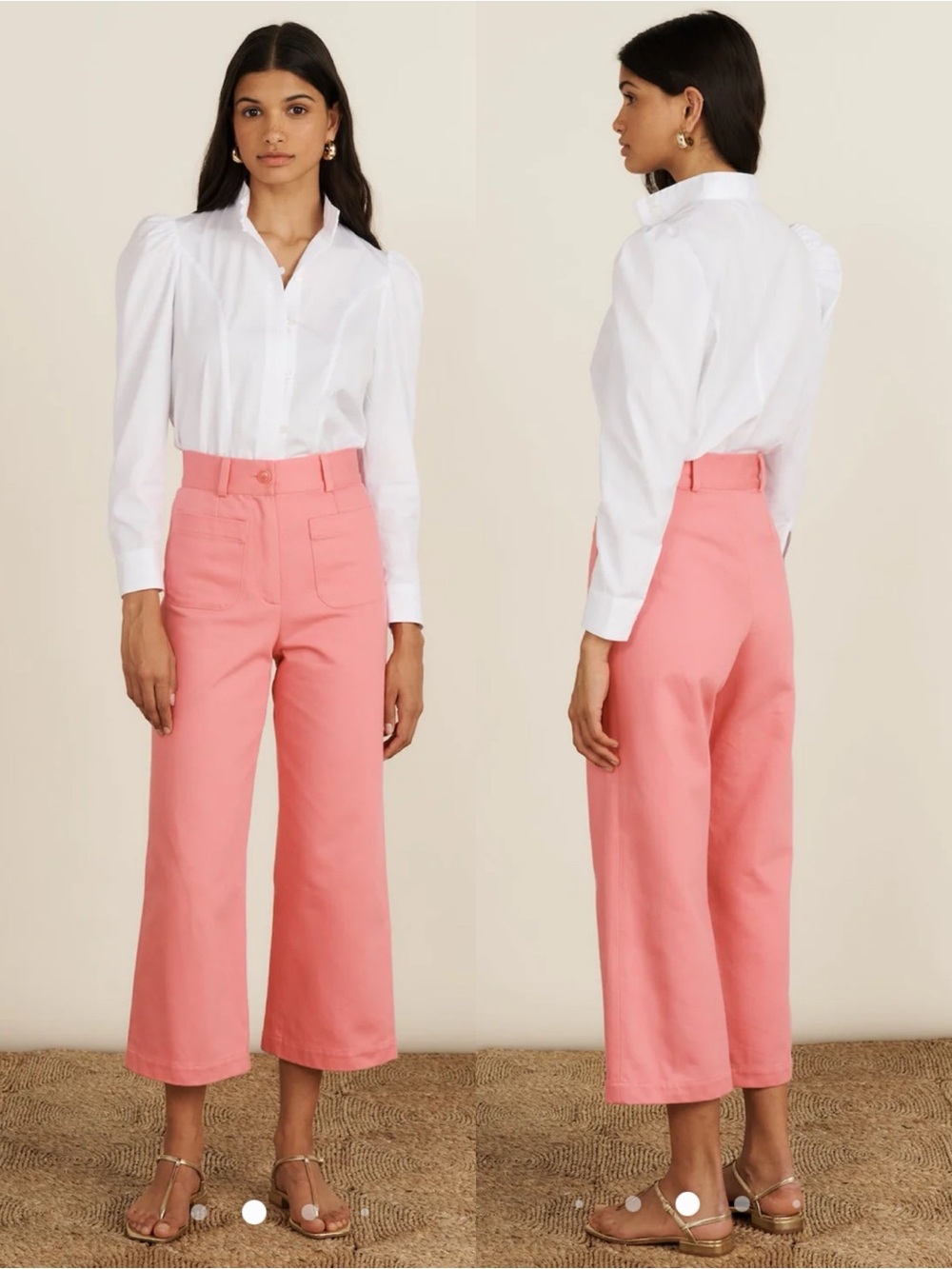 Maria de la Orden Niza Pants in Pink Denim Cropped Straight Leg 40 US Size 8